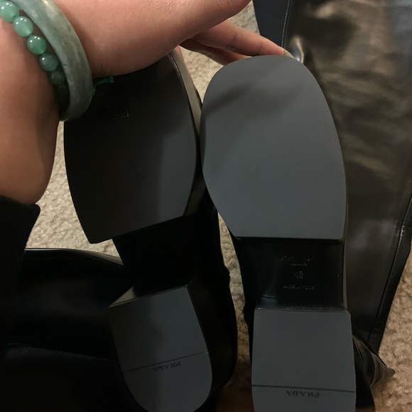 Black Prada over the knee leather boots. - Picture 3 of 4